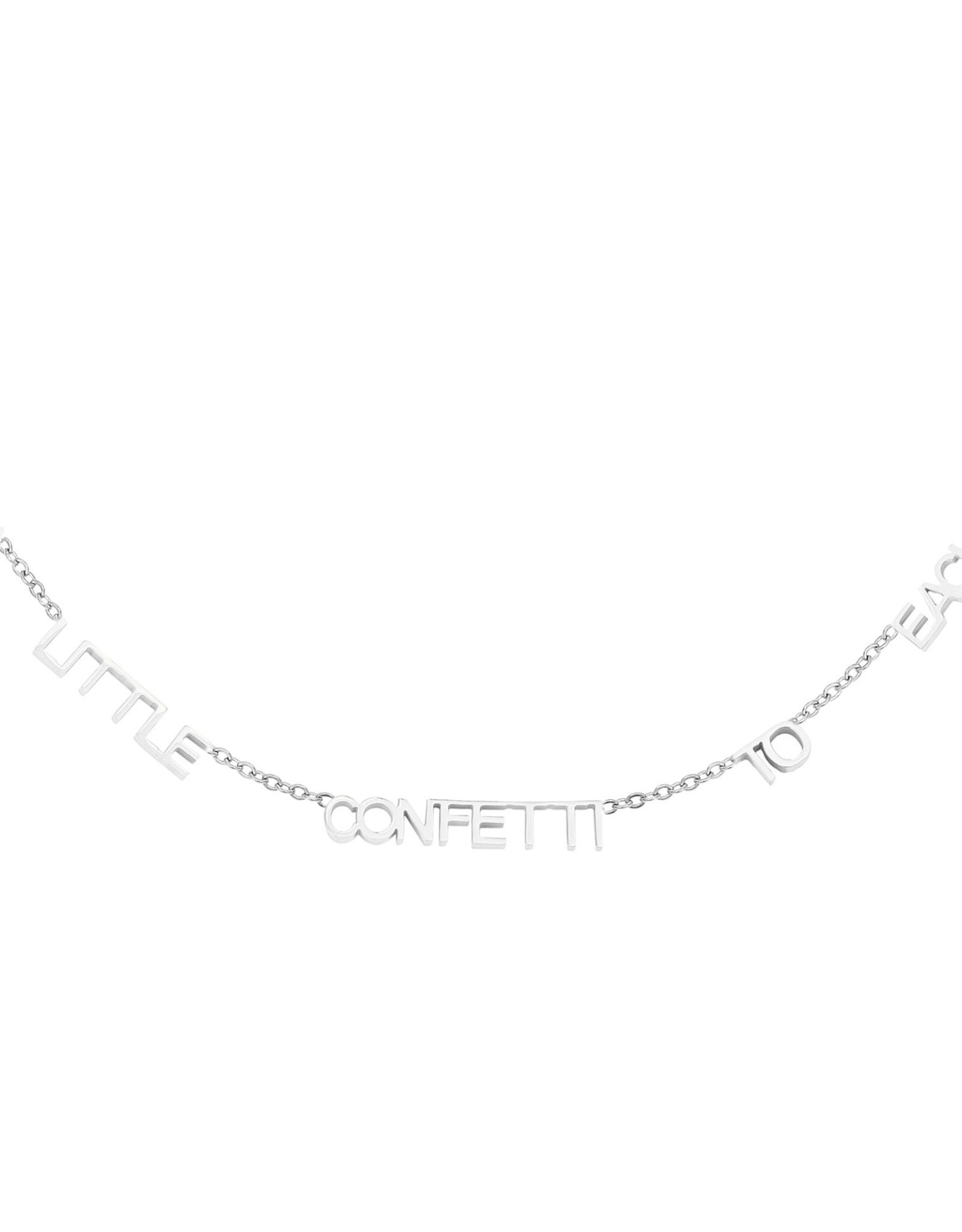 Zilveren tekstketting Add a little confetti to each day
