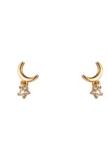 Gouden oorbellen Moon with hanging star