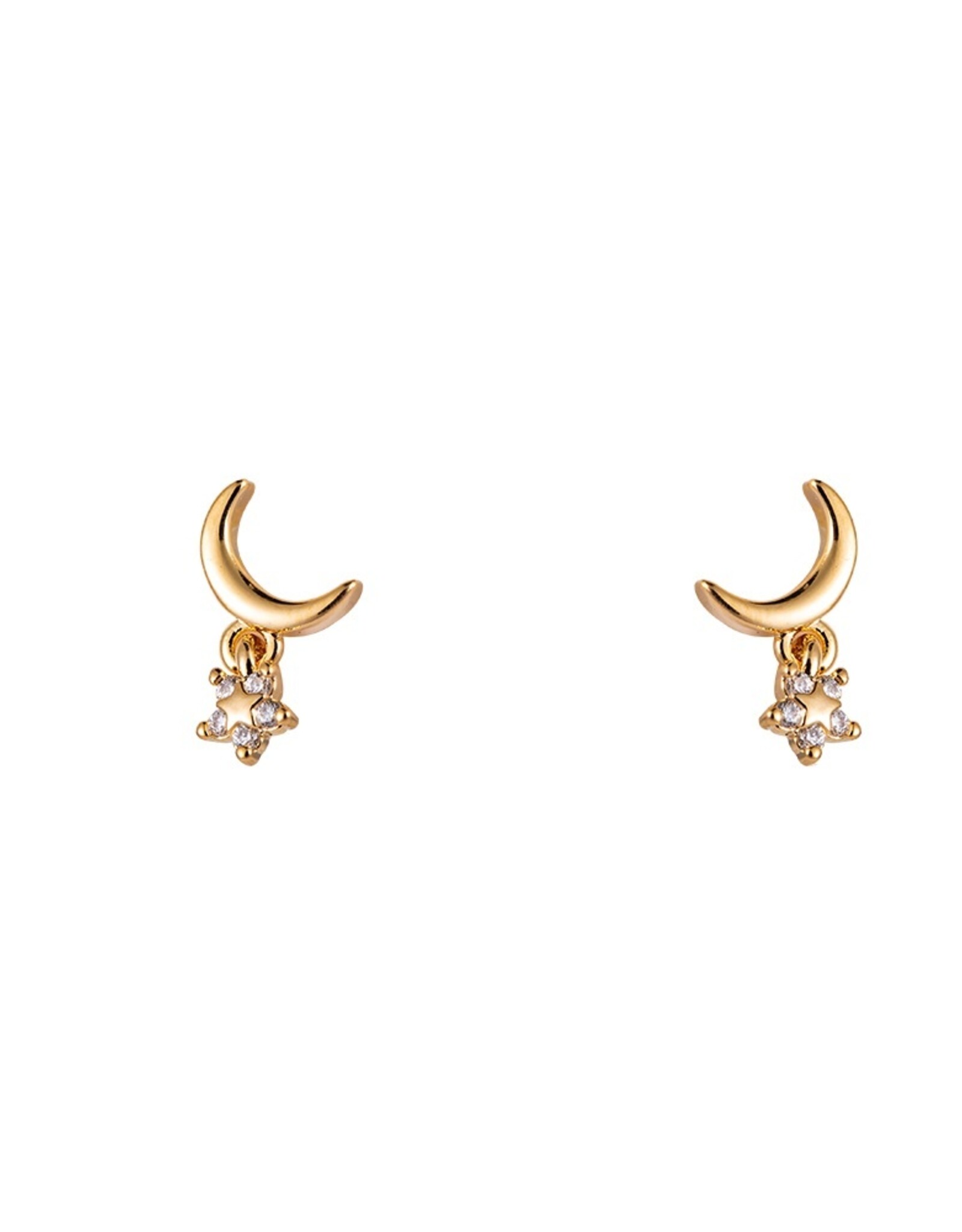 Gouden oorbellen Moon with hanging star
