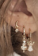 Gouden oorbellen Moon with hanging star