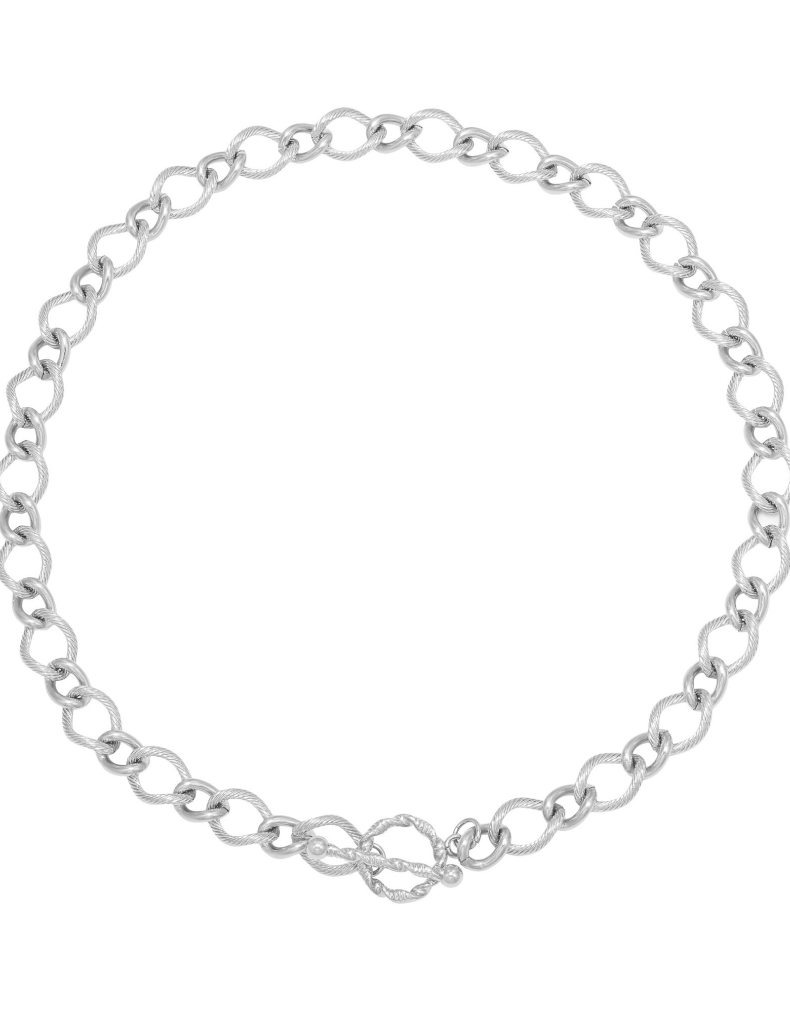 Zilveren schakelketting Airy rounds