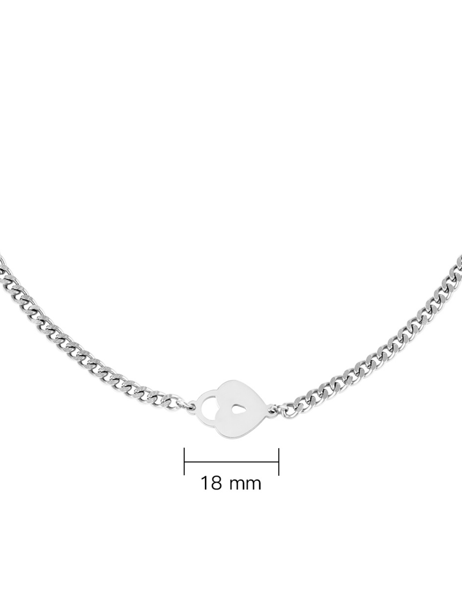 Zilveren ketting Locked heart