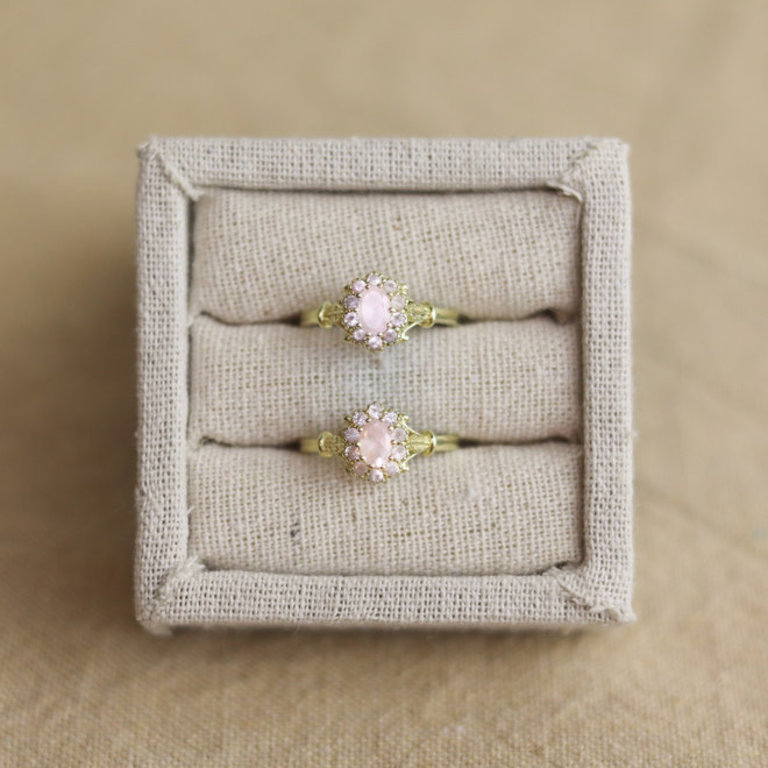 Josephina Jewelry Vintage rose quartz flower ring - gold