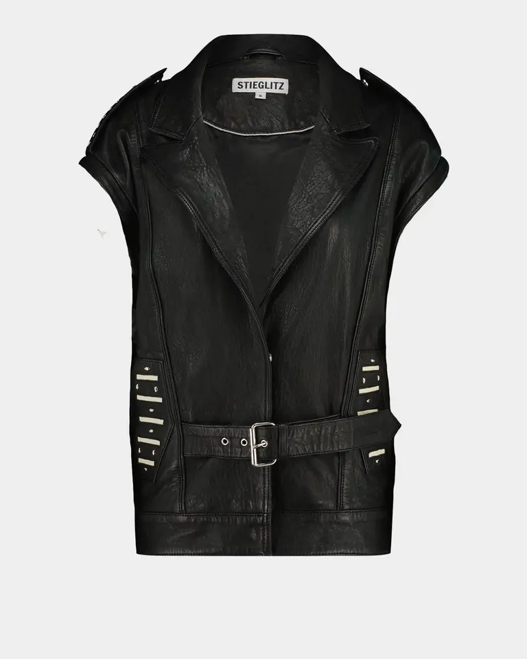 Stieglitz Gael leather biker jacket - black