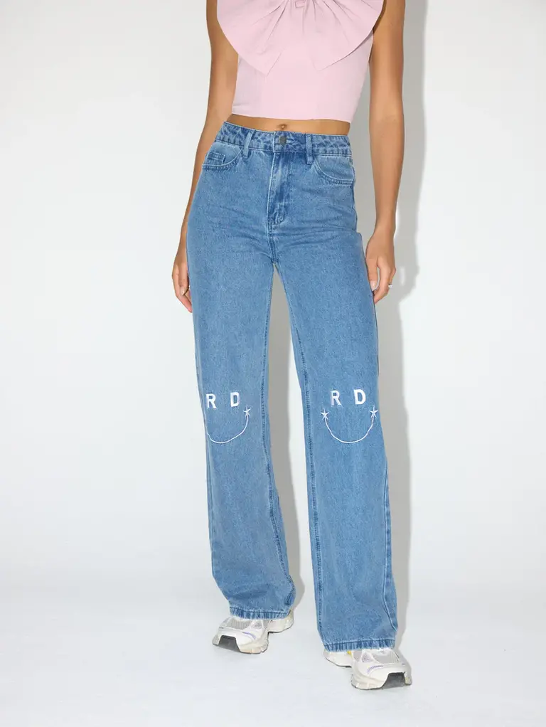 Refined department Hannah denim smiley pants