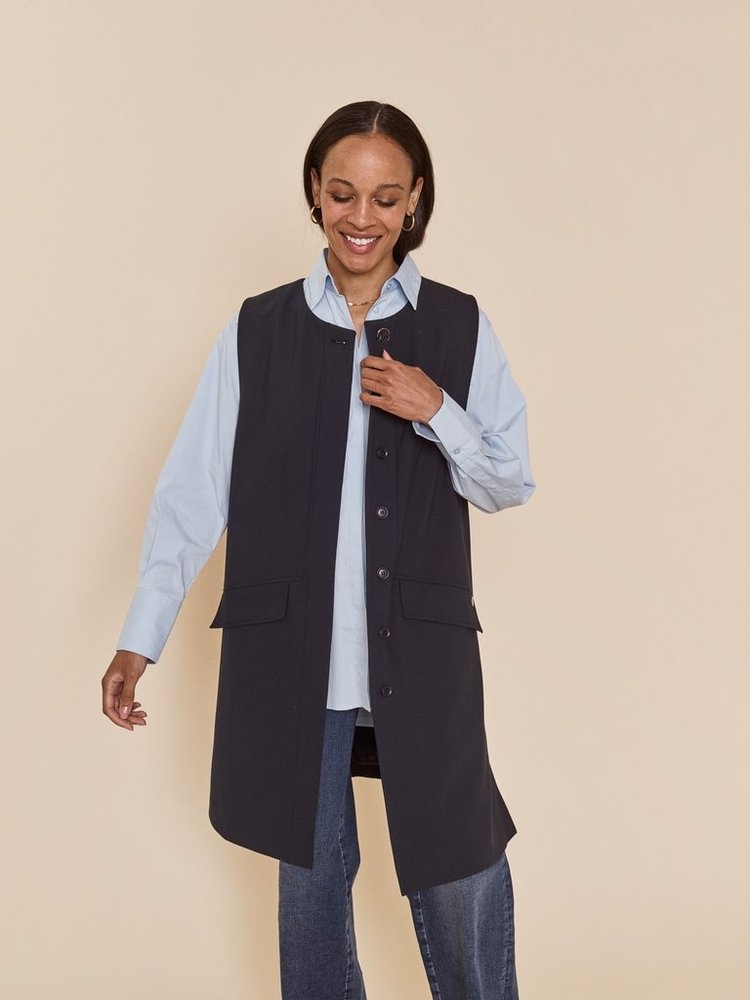 Mos Mosh Verona solei waistcoat salute navy Mos Mosh