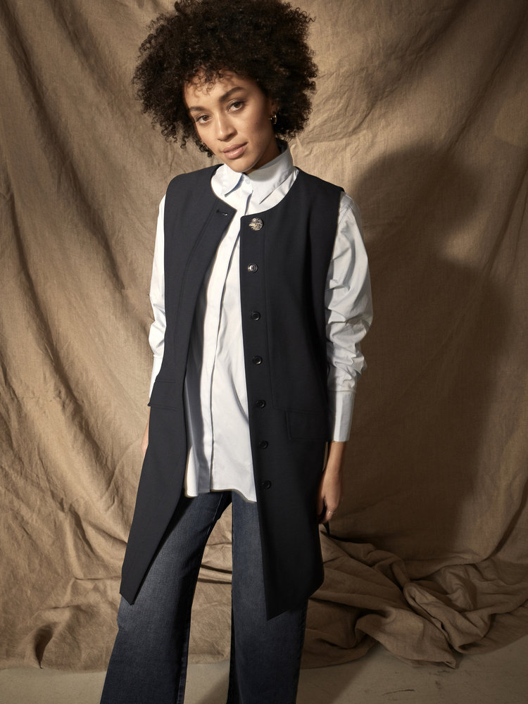 Mos Mosh Verona solei waistcoat salute navy Mos Mosh