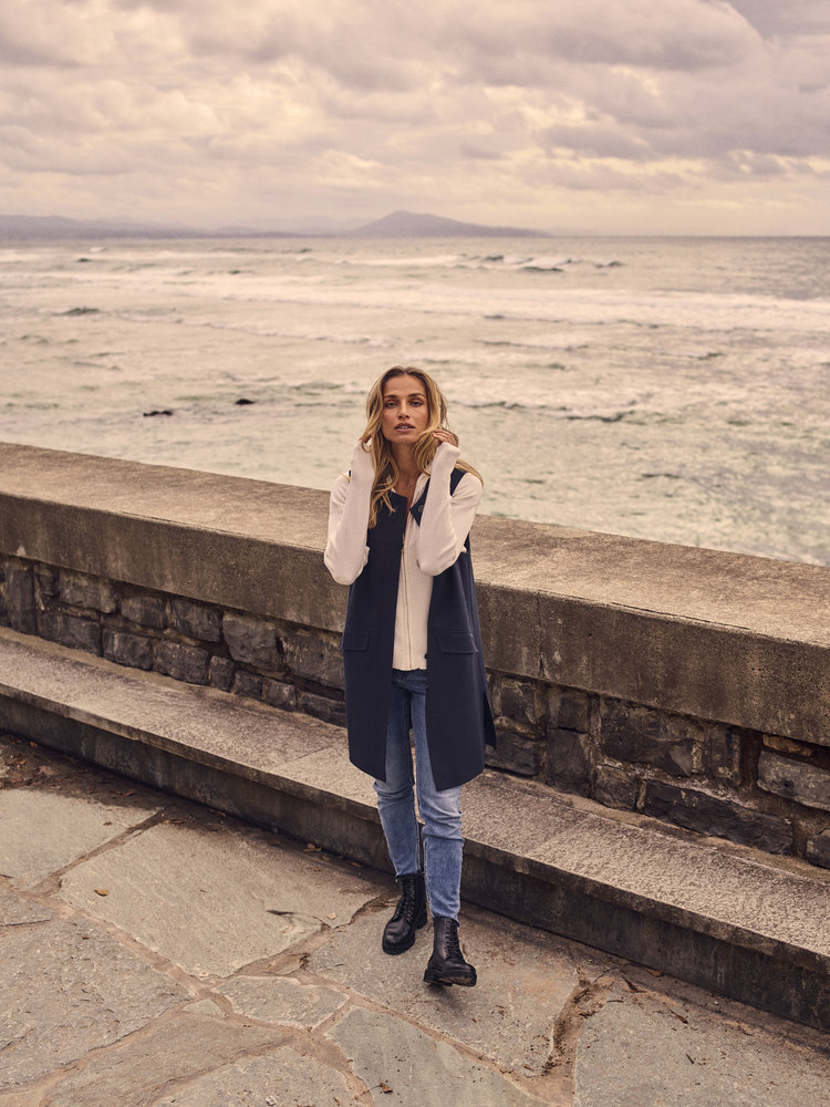 Mos Mosh Verona solei waistcoat salute navy Mos Mosh