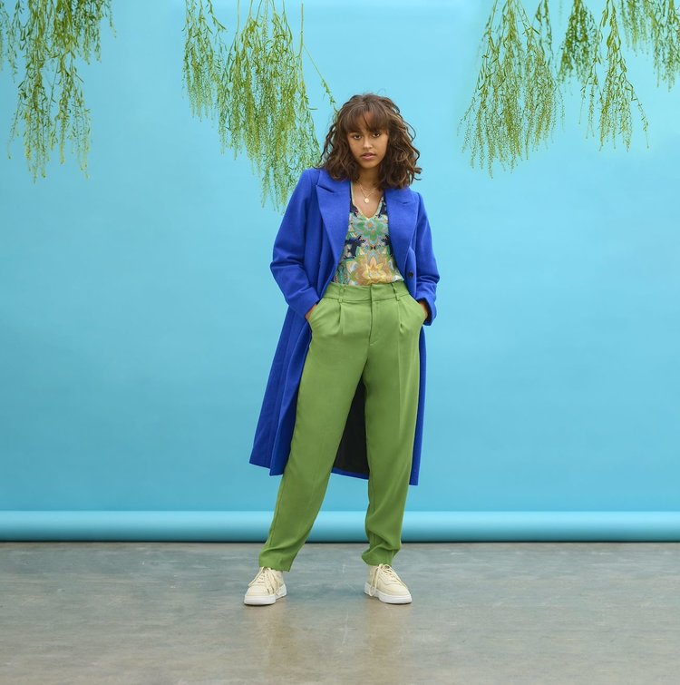 CRSaga ankl pant - mom fit flourite green Cream