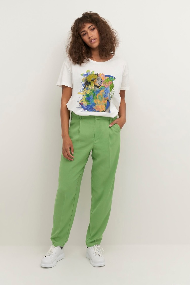 CRSaga ankl pant - mom fit flourite green Cream