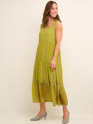 Cream Param long dress kim fit wild lime tapestry