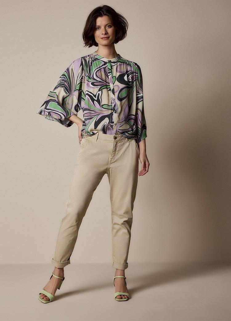 Tapered pant fine twill oatmeal Summum Woman