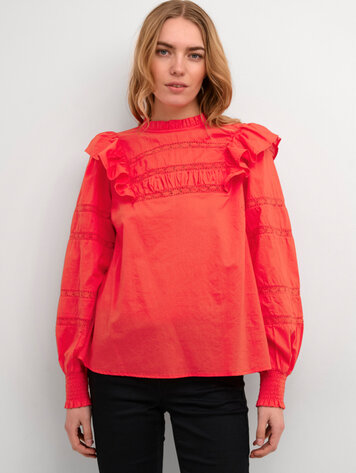Cream Rola blouse poppy red