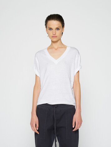 10DAYS V-neck tee linen white