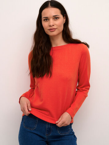 Cream Dela knit pullover poppy red