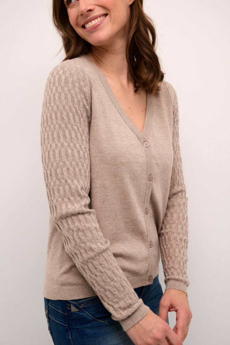 CRDela cable knit cardigan mountain trail melange Cream