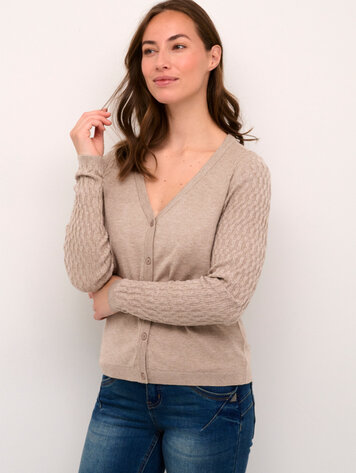 Cream Dela cable knit cardigan mountain trail melange