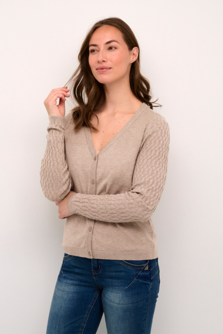 CRDela cable knit cardigan mountain trail melange Cream