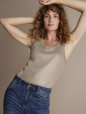 Rib tanktop cotton clay