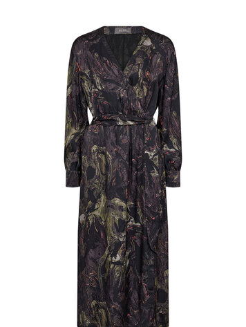 Letana marble wrap dress black