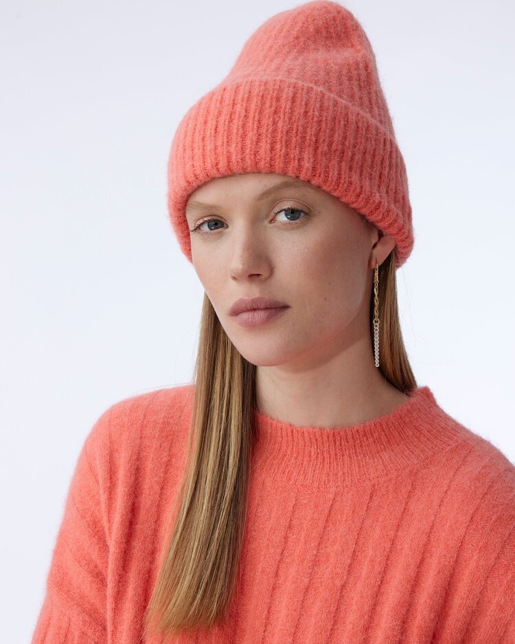Knit-ted Nora beanie coral Knit-ted
