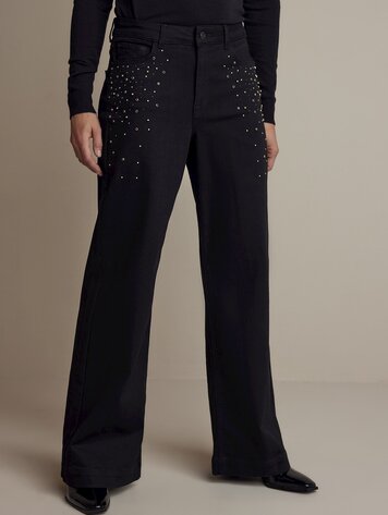 Summum Woman 25Years: wide five-pocket jeans black