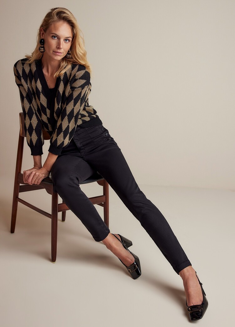 25Years: cardigan argyle lurex black Summum Woman