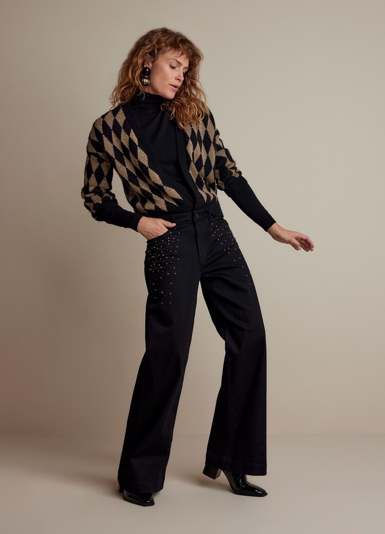 25Years: cardigan argyle lurex black Summum Woman