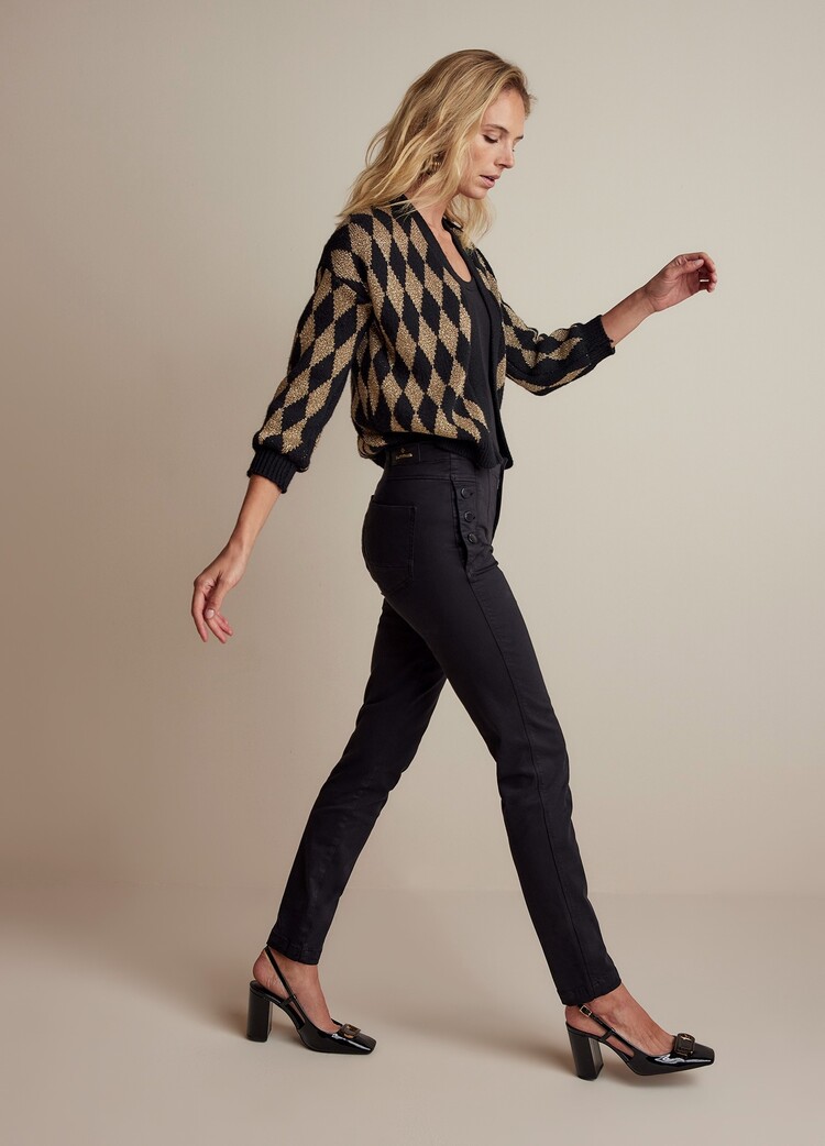 25Years: cardigan argyle lurex black Summum Woman