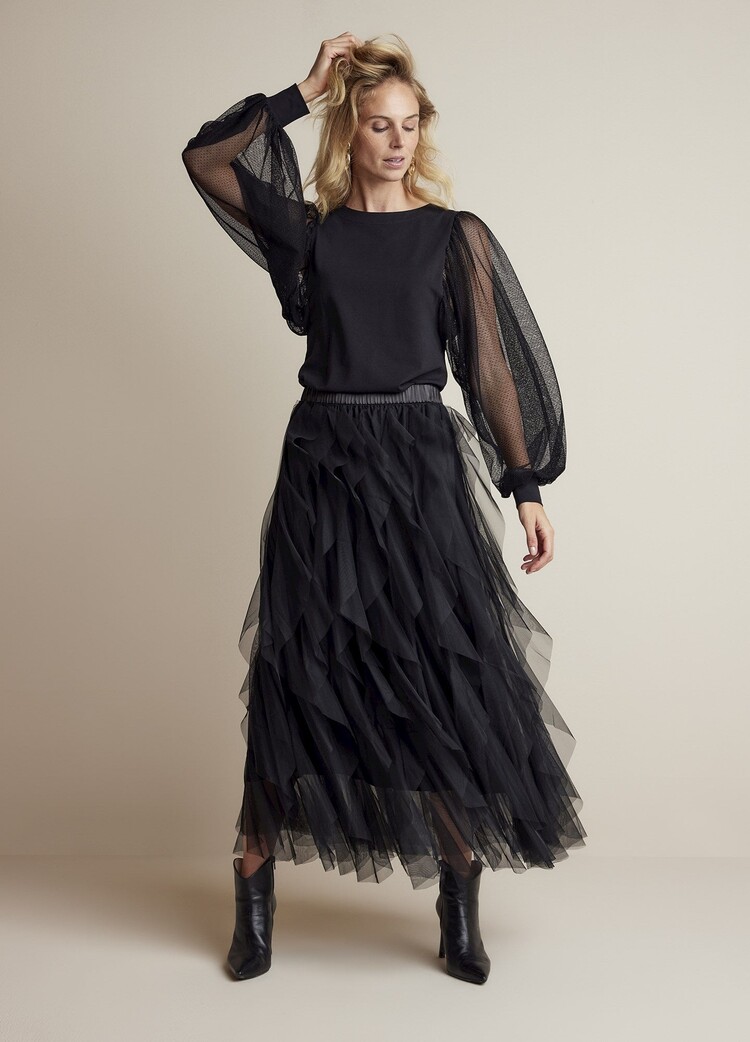 Summum Woman Top with mesh sleeves black Summum Woman