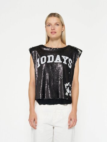 10DAYS Padded top sequins black