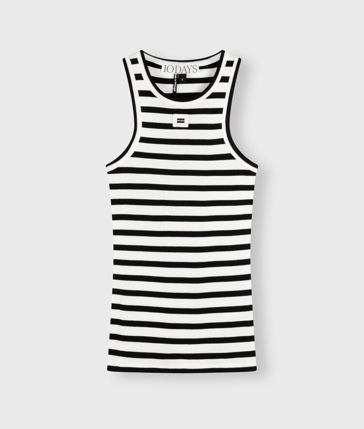 10DAYS Tank top rib stripe ecru/black 10Days
