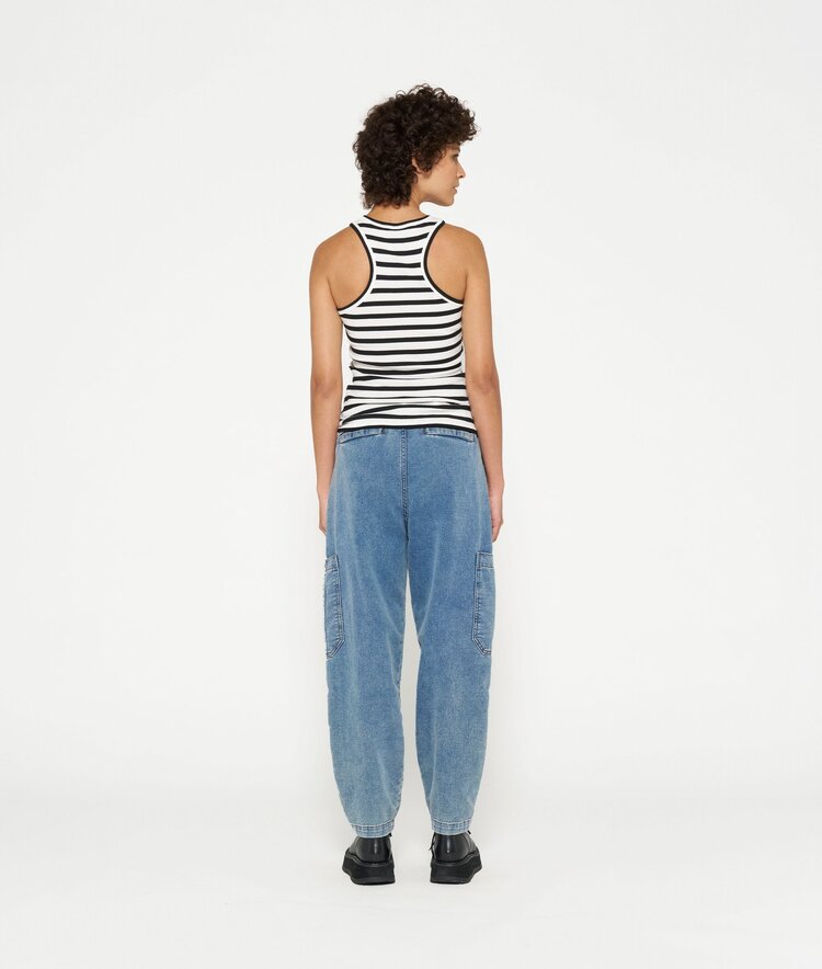 10DAYS Tank top rib stripe ecru/black 10Days