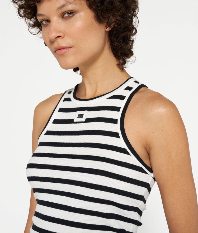 10DAYS Tank top rib stripe ecru/black 10Days
