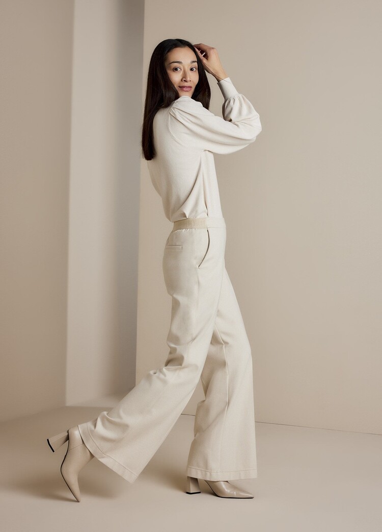 Summum Woman Trousers boot cut punto milano ivory Summum Woman