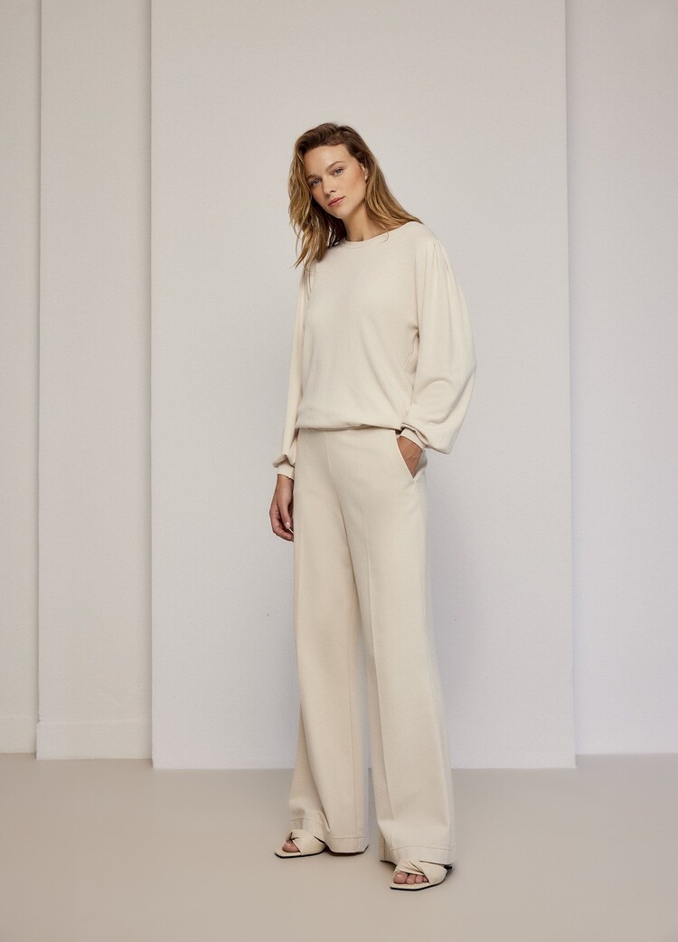 Summum Woman Trousers boot cut punto milano ivory Summum Woman