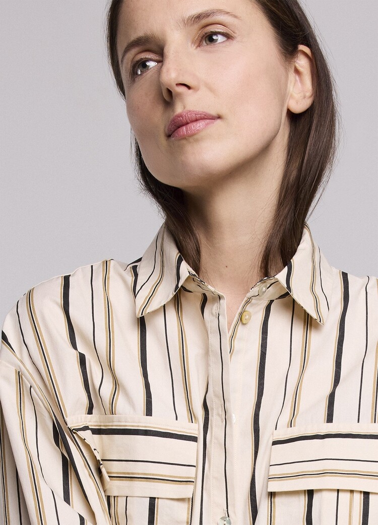 Summum Woman Blouse stripe poplin ivory Summum Woman