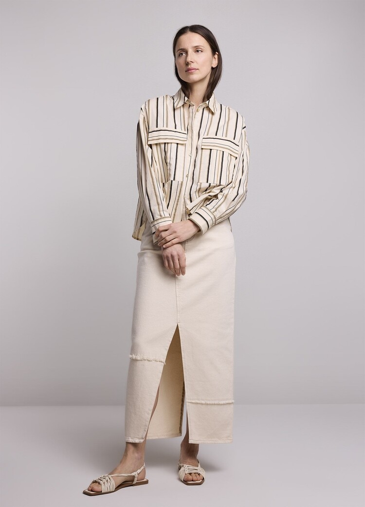 Summum Woman Blouse stripe poplin ivory Summum Woman