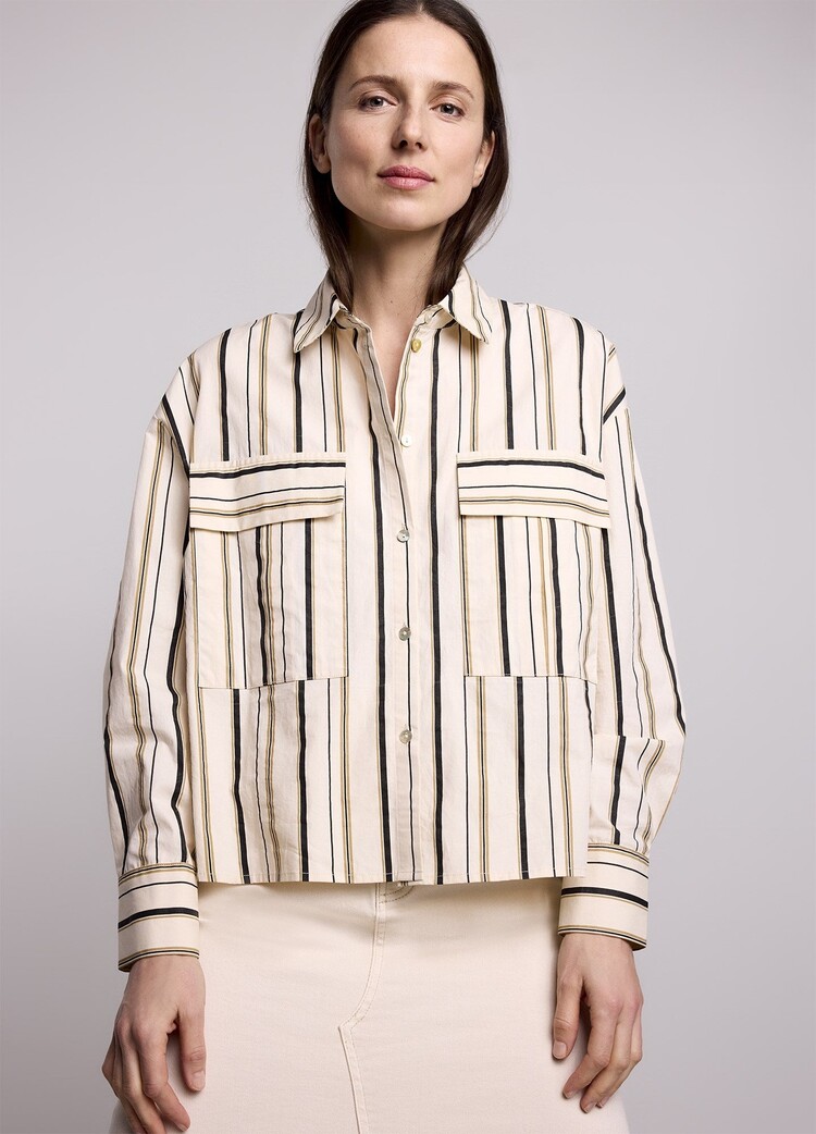 Summum Woman Blouse stripe poplin ivory Summum Woman