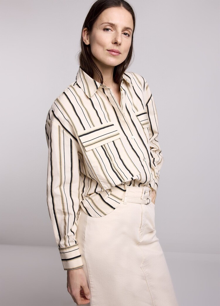 Summum Woman Blouse stripe poplin ivory Summum Woman