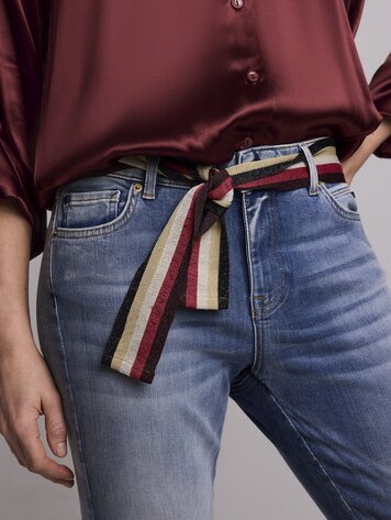 Knitted multicolour belt latte