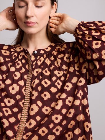 Summum Woman Blouse flower mix red grape