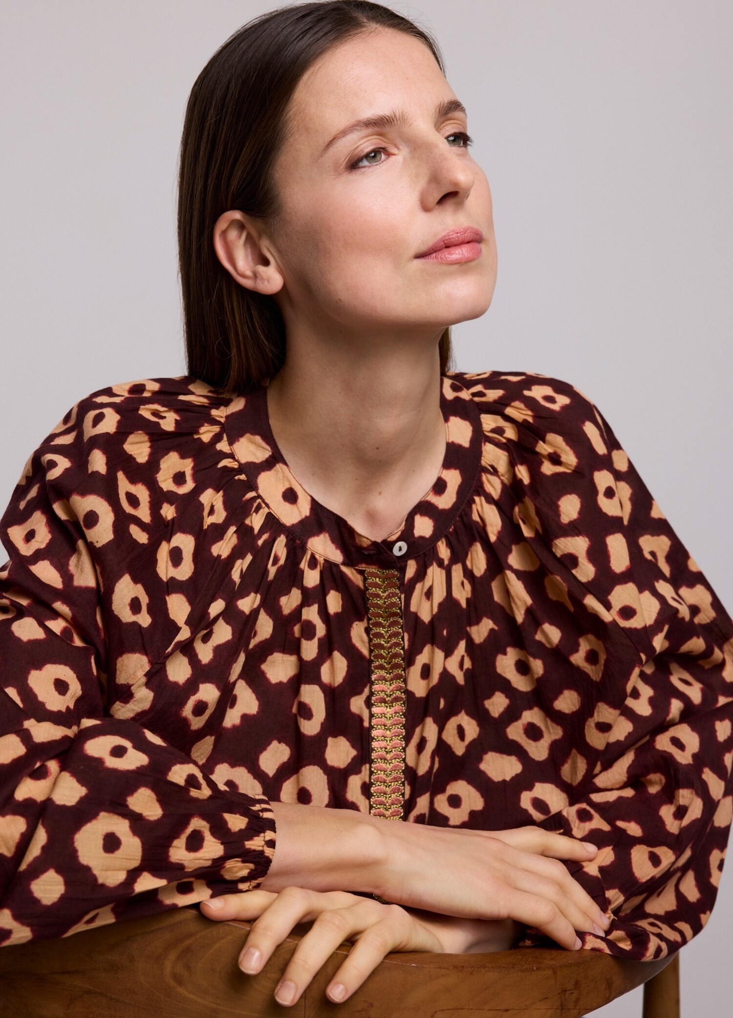 Blouse flower mix red grape Summum Woman - Maurits & Mulder