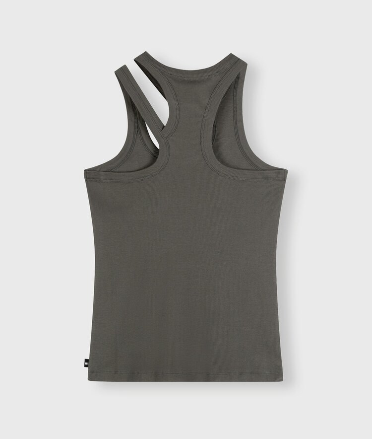 Cut out tank top rib oil grey 10Days