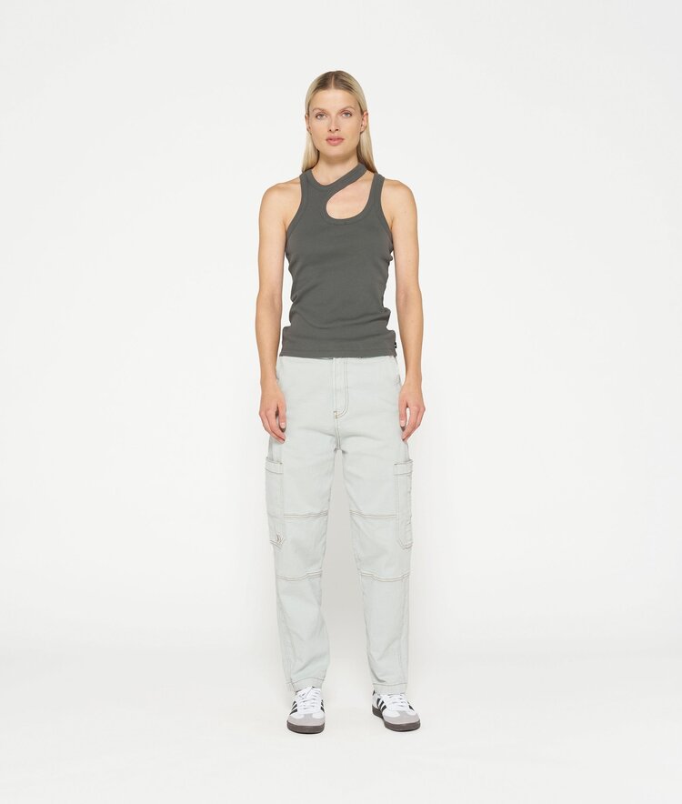 Cut out tank top rib oil grey 10Days