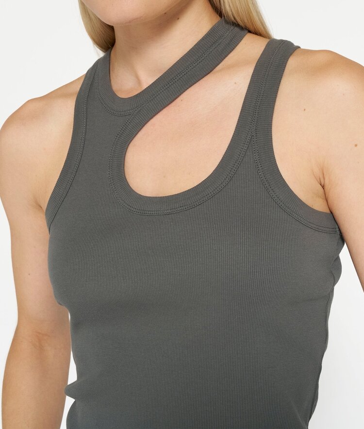 Cut out tank top rib oil grey 10Days
