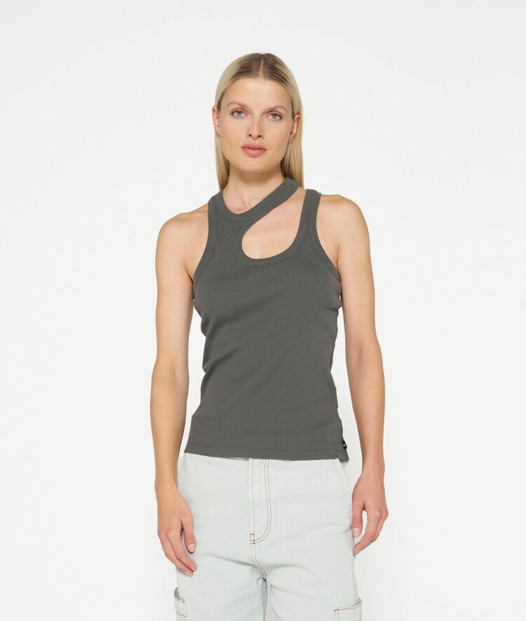 Cut out tank top rib oil grey 10Days
