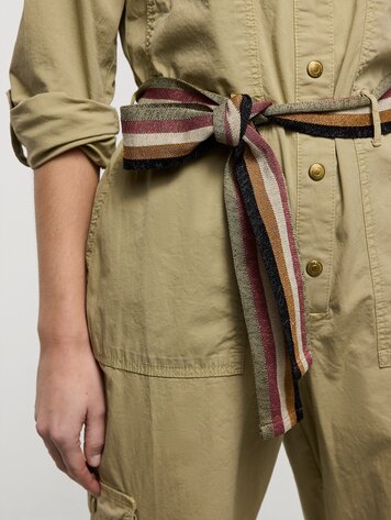 Knitted multicolour belt green lentil