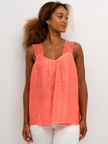 Cream Linga top hot coral