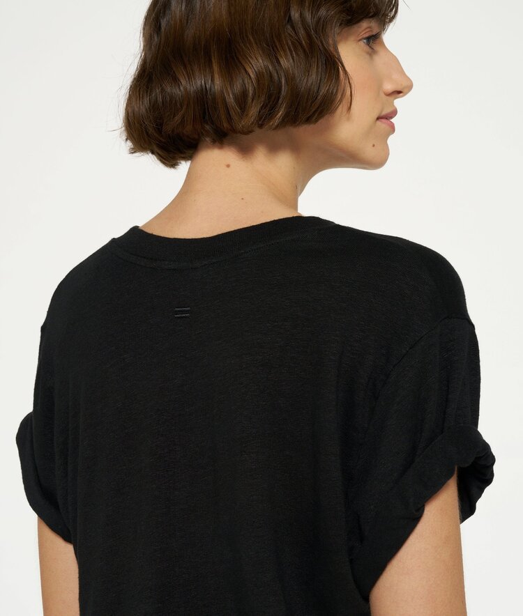 10DAYS V-neck tee linen cotton black 10Days